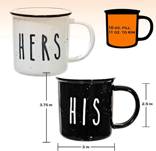 Miniatura 3 de MAINEVENT Juego de 2 tazas de café de 11 onzas, bonitas tazas de café a juego para parejas para aniversario, compromiso con él y su regalo