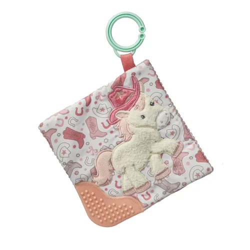 Mary Meyer Juguete mordedor arrugado con papel de bebé y chirriador, 6 x 6 pulgadas, color crema Giddy Up Pony