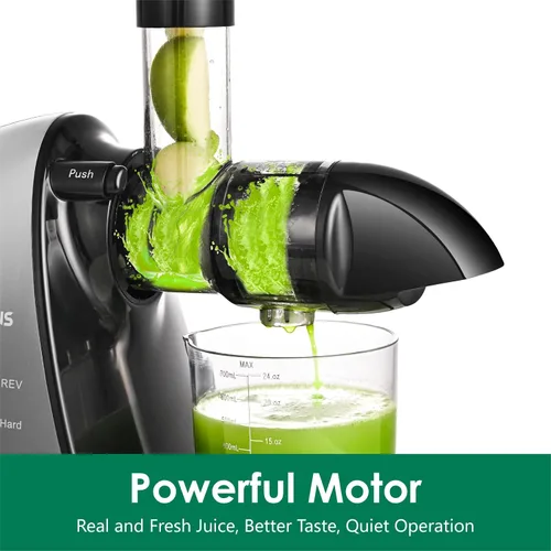Miniatura 2 de Exprimidor de masticación lenta, exprimidores de prensa fría Brecious con 2 modos de velocidad y motor silencioso, exprimidores de verduras y frutas