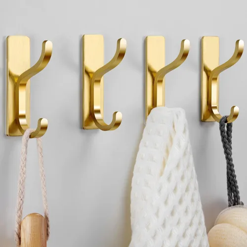 pickpiff Ganchos Adhesivos de Pared para Abrigos - Colgador de Puerta Resistente Adhesivo, Gancho de Metal para Colgar Toalla, Bolso, Bata, Mochila,
