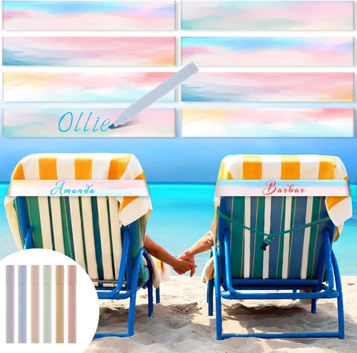 Miniatura 12 de Boao 4 paquetes de bandas de toalla para silla de playa, esenciales para piscina y crucero, elásticas y resistentes al viento, clips para toallas