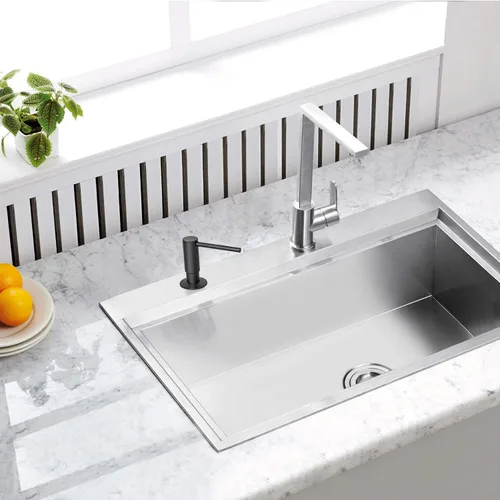 Miniatura 6 de SAMODRA Dispensador de jabón para fregadero, cabezal de bomba de metal, loción líquida para encimera, cocina, baño, dispensador de jabón con botella