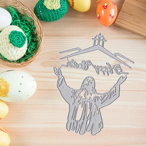 Miniatura 5 de Estivaux Marco de Navidad troquelado para hacer tarjetas, troqueles de oración de Jesús, adornos de religión de la Santa Familia, plantillas