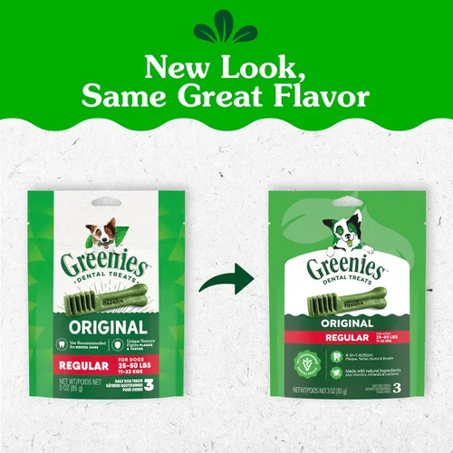 Miniatura 2 de Greenies Golosinas dentales naturales para perros adultos recomendadas por veterinarios, tamaño regular, sabor original, paquete de 3 onzas, 3