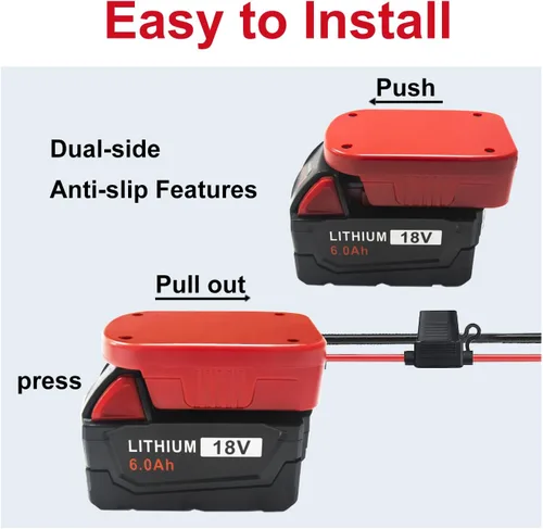 Miniatura 4 de Paquete de 2 adaptadores de batería Power Wheels para adaptador de batería Milwaukee M18, 6 fusibles de 30 A, 2 terminales de cable y cable de 12