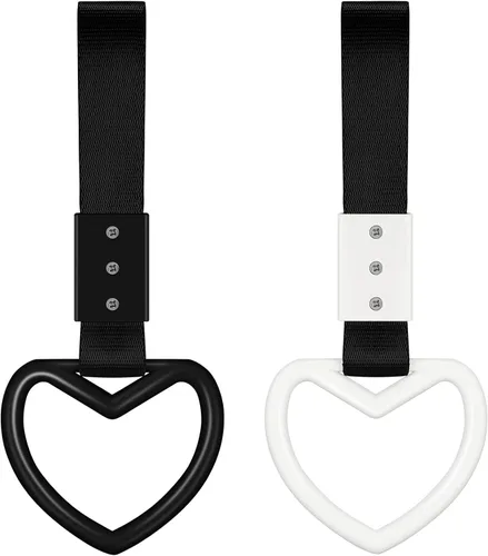 2 piezas anillos en forma de corazón correas para manija de automóvil, dije de deriva, encanto para parachoques trasero, anillo de advertencia,