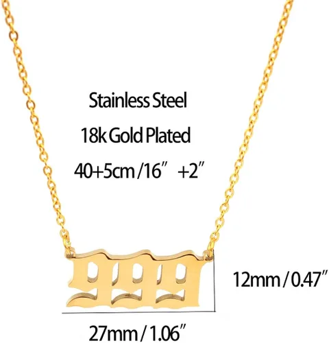 Miniatura 5 de HUTINICE Angel Number Necklace For Women, 18K Gold Plated Dainty 111 222 333 444 555 666 777 888 999 Pendants Choker Chain Numerology Jewelry