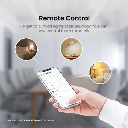 Miniatura 8 de BroadLink Kit de inicio inteligente para el hogar: incluye 3 bombillas, 1 interruptor de escena y 1 concentrador, utiliza tecnología FastCon