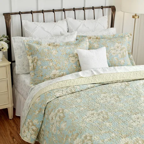 Miniatura 10 de Juego de colchas reversibles Brompton Serene de Laura Ashley, Algodón, Serene, gemelo