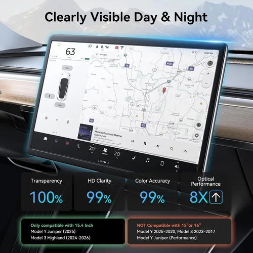 Miniatura 3 de OZPYKAE Protector de pantalla Highland para Tesla New Model Y Juniper 2025 y Model 3 (2024-2026), protector de pantalla Highland, protector