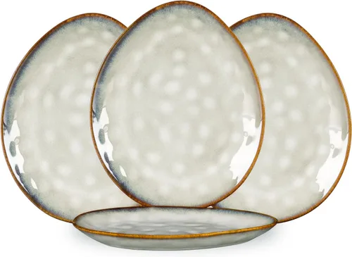 Miniatura 11 de Henten Home Platos de postre de cerámica, juego de 4 platos de ensalada de 8.5 pulgadas, platos de porcelana para servir bocadillos para pastel