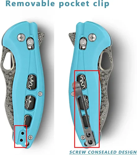 Miniatura 5 de ALBATROSS Cool Flipper Axis Lock - Cuchillo de bolsillo plegable de apertura con hoja de acero de Damasco moderna de 3 pulgadas y mango FRN de alta