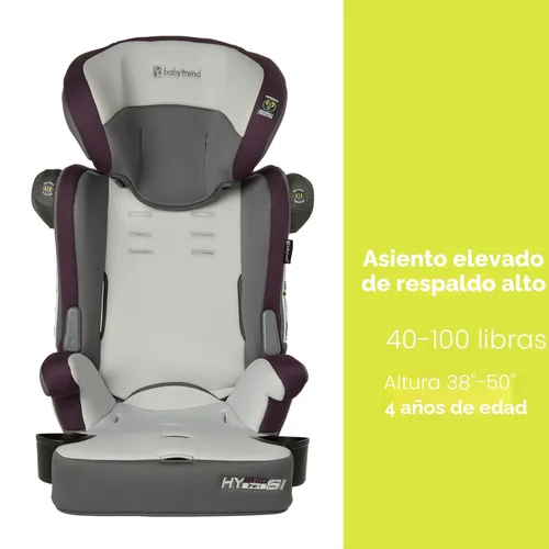 Miniatura 5 de Baby Trend Hybrid SI - Asiento elevador combinado 3 en 1 con protección contra impactos laterales, Dash Plum