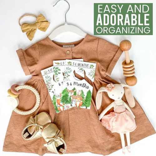 Miniatura 8 de Hadley Designs 6 separadores de suspensión Woodland para armario de bebé, esenciales para recién nacidos, organizador de armario de bebé