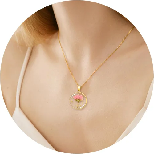 Miniatura 3 de Pressed Flower Necklace Gift for Women Personalized Handmade Necklaces Birth Flower Necklace