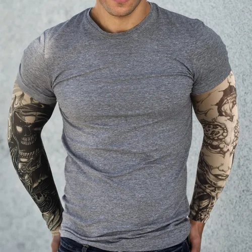 Miniatura 5 de YARIEW Mangas de tatuaje para hombres, 12 piezas de mangas de brazo tatuajes falsos para cubrir brazos, protección solar refrescante Color 1