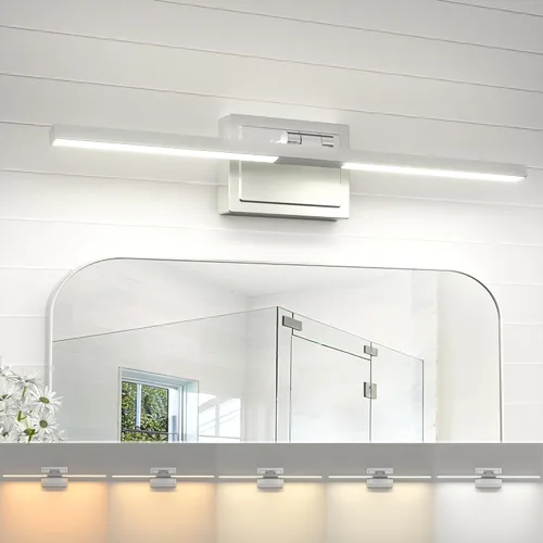 Miniatura 15 de NIORSUN Lámpara de baño moderna de 24 pulgadas, 24 W, 5CCT, regulable, luces LED negras sobre espejo, luces de tocador para baño, espejo de baño