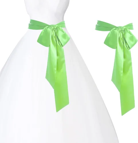 Miniatura 30 de obmwang Cinturón de satén de boda para ocasiones especiales, faja nupcial de 4 pulgadas de ancho, doble cara