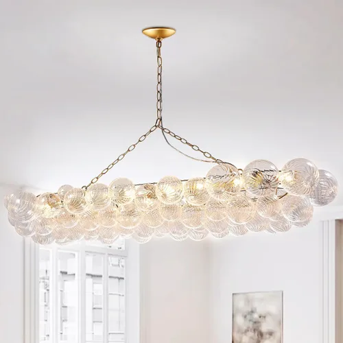Miniatura 14 de Longree Lámpara de techo semiempotrada con bola de burbujas, diámetro de 20 pulgadas, cristal soplado dorado y transparente, pequeña lámpara de Oro