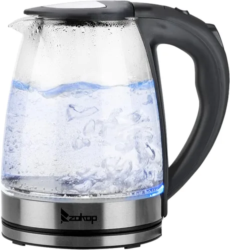 Miniatura 9 de Hervidor de té eléctrico de vidrio de 1.8 L, hervidor de agua eléctrico de hervido rápido, caldera de agua caliente y calentador de té, con luces
