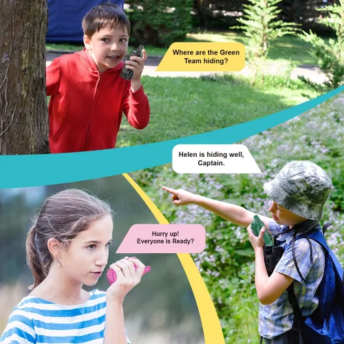 Miniatura 4 de Walkie Talkies para niños, 22 canales de largo alcance Walkie Talkies para niños y niñas de 4 a 12, juguete de radio de 2 vías, juguetes