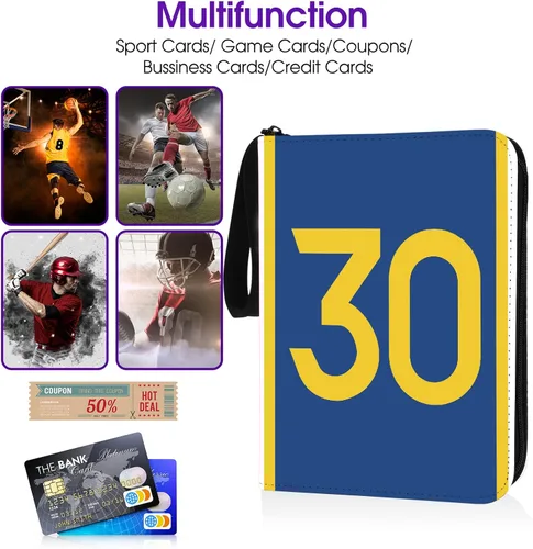 Miniatura 7 de Carpeta de tarjetas de baloncesto con mangas, 400 bolsillos, tarjetero de baloncesto #30 para tarjetas intercambiables, organizador de carpetas