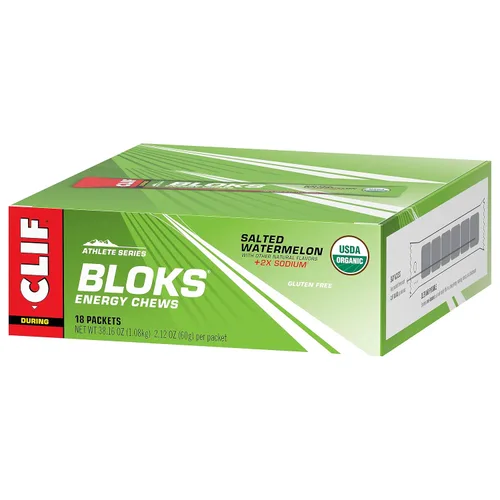 Miniatura 11 de CLIF BLOKS - Sabor sandía salada con 2X sodio - Masticables energéticos - Sin OGM - A base de plantas - Combustible rápido para ciclismo y correr