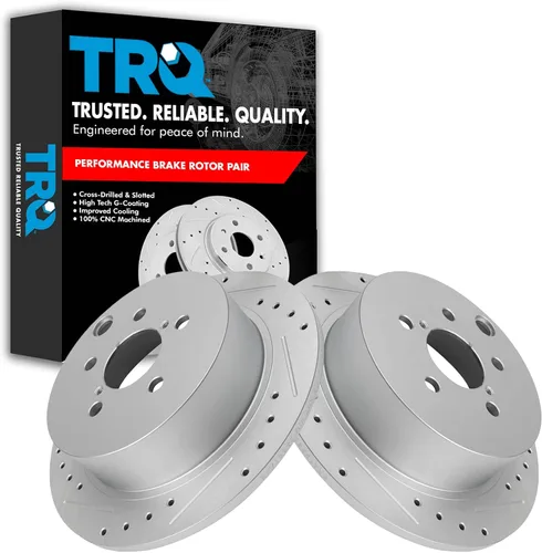 Miniatura 120 de TRQ Juego de rotores de freno de rendimiento trasero con revestimiento G premium compatible con Mazda 6 2014-2021