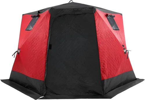 Miniatura 11 de VEVOR Portable Pop-Up Tent, 1-8 Person Insulated Shelter, Large Fishing Area, Hub-Style Shanty for Winter Fishing, Waterproof Oxford Ice Cube with