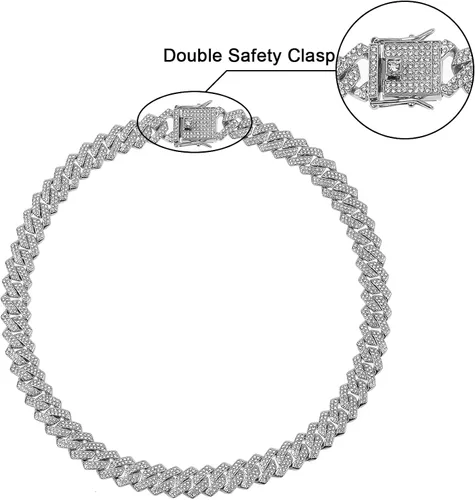 Miniatura 5 de Saintda Cadena de eslabones cubanos para hombre, diseño de Miami, cadena de diamantes brillantes, joyería de hip hop con caja de regalo para mujer