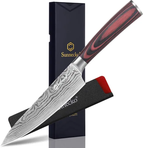 Miniatura 9 de Sunnecko Cuchillo de Cocina Pequeño de 3.5 Pulgadas, Cuchillo Mondador de Acero Inoxidable de Alto Carbono, Cuchillo de Fruta con Mango de Madera