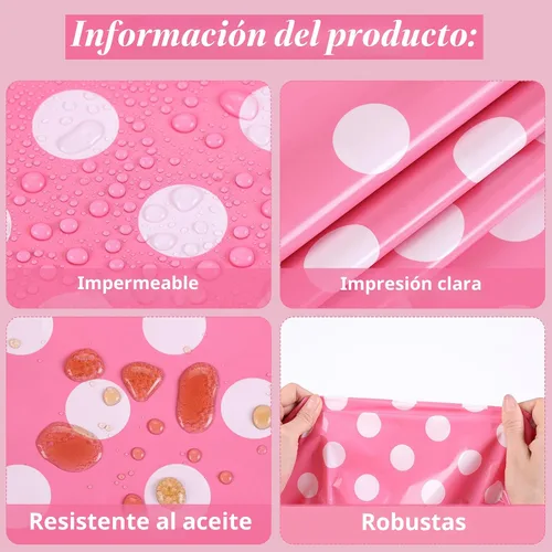 Miniatura 4 de Kesfey 3 paquetes de manteles Minnie Mouse 54 x 108 pulgadas, manteles de lunares rosas desechables de plástico, manteles impermeables de picnic