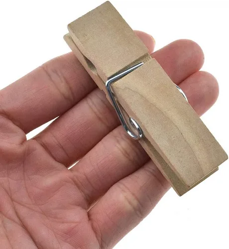 Miniatura 14 de HAHIYO Pinzas para ropa de madera doradas, mini pinzas para la ropa, no se deshacen de 1 pulgada de largo, paquete de 80 resortes resistentes