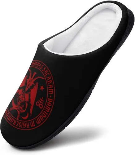 Miniatura 6 de Zodiac Baphomet - Pantuflas de algodón para hombre, de espuma viscoelástica, lavables, antideslizantes, para casa