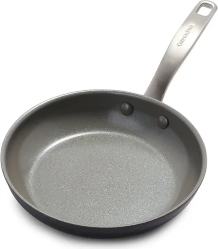 GreenPan Chatham - Sartén antiadherente de cerámica anodizada dura, de 8 pulgadas, sin PFAS, apta para lavavajillas, apta para horno, gris