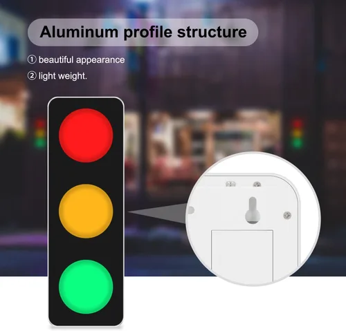Miniatura 8 de BBMI Semáforo de control remoto, lámpara de pared LED roja amarilla verde, lámpara de tráfico de estilo de aluminio, DC9-12V (con enchufe).