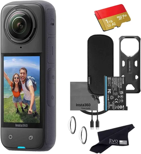Insta360 Cámara de acción impermeable X4 8K 360, 8K 360, estabilización, pantalla táctil, edición AI, transmisión en vivo, cámara web, control de