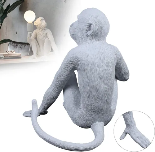 Miniatura 6 de Lámparas de escritorio de resina con diseño de mono moderno, iluminación creativa de mesa con cable enchufable para sala de estar, dormitorio