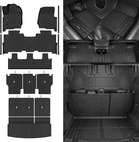 Miniatura 32 de Alfombrillas de piso Naibeve para Ford Edge 2015 2016 2017 2018 2019 2020 2021 2022 2023 2024 2025 - Ajuste personalizado para todo clima