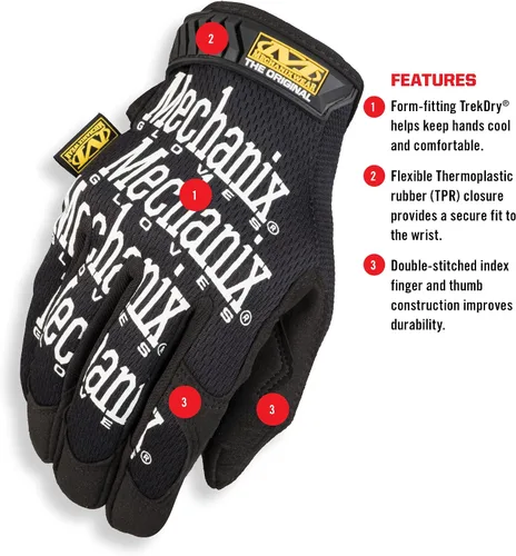 Miniatura 9 de Mechanix Wear Guantes de trabajo originales - Guantes de trabajo multiusos para exteriores - Ajuste seguro - Duraderos y lavables a máquina