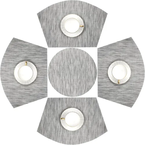 Miniatura 22 de SHACOS Juego de 5 manteles individuales pequeños en forma de cuña con centro de mesa, resistentes al calor, lavables (5, beige)