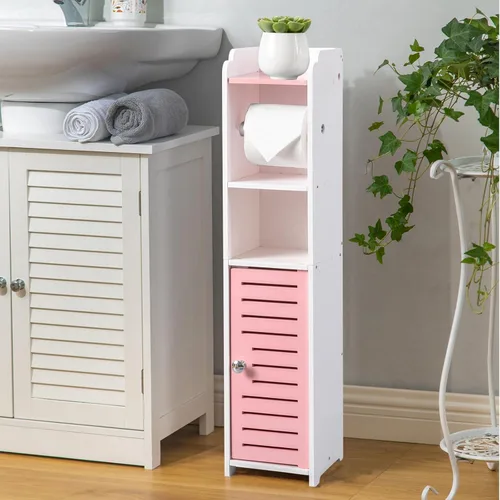 Miniatura 7 de AOJEZOR - Soporte para papel higiénico: gabinete de almacenamiento para baño pequeño con soporte para rollo de papel, ideal para colocar junto al
