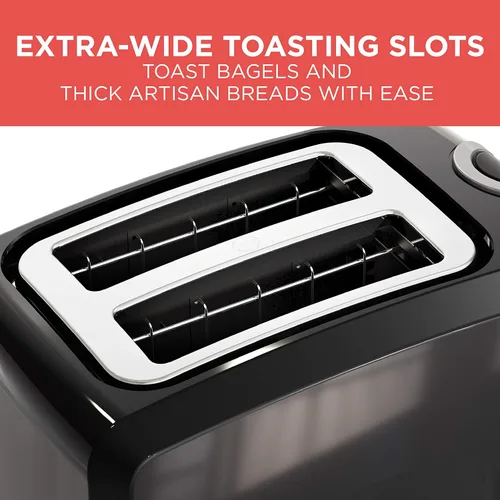 Miniatura 7 de Nostalgia Horno microondas retro para encimera, grande de 800 vatios, 0.9 pies cúbicos y tostadora de 2 rebanadas BLACK+DECKER, T2569B, ranuras