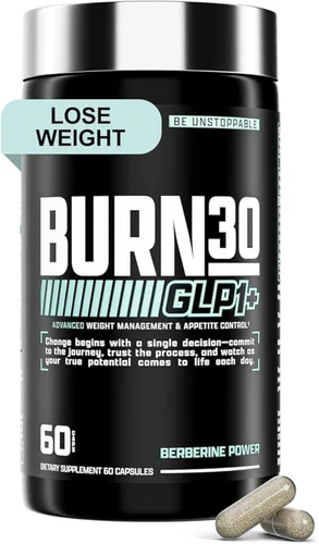 Suplemento BURN30 GLP-1 - Apoyo para el manejo del peso con Berberina Super GLP1 Natural | Control avanzado del apetito y apoyo del metabolismo con