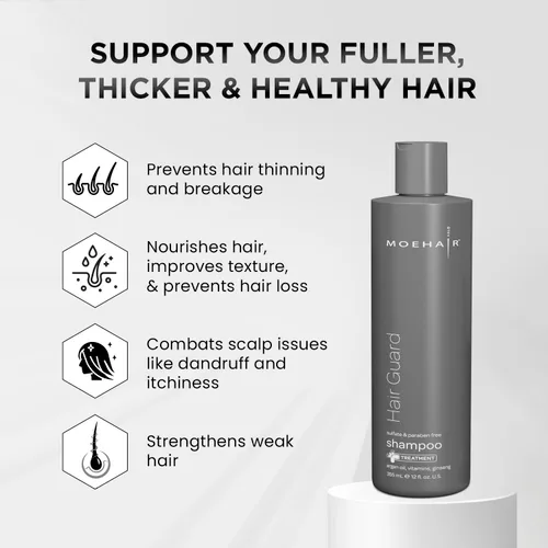 Miniatura 3 de MOEHAIR Champú Hair Guard Estimula los folículos pilosos Champú engrosador y voluminizador del cabello Infundido con aceite de argán, ginseng