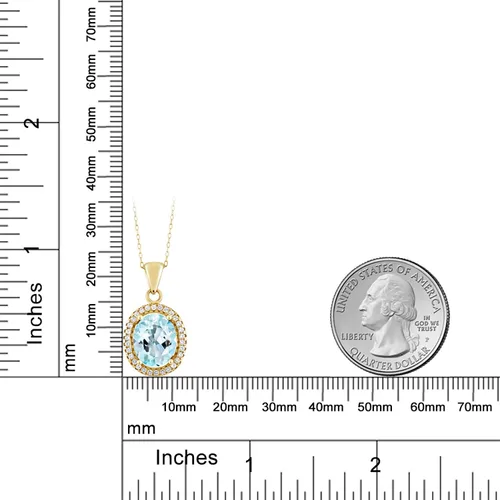 Miniatura 21 de Gem Stone King Collar con colgante de plata chapada en oro amarillo de 18 quilates de 0.433 x 0.354 in con piedra natal ovalada para mujer