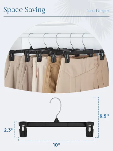 Miniatura 9 de Smartor - Perchas ahorradoras de faldas, paquete de 150 unidades, perchas delgadas de plástico para pantalones y pantalones cortos, con estrías