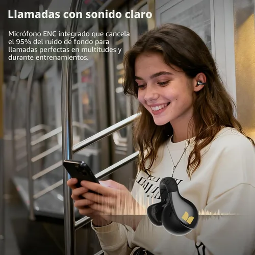 Miniatura 4 de Monster AC225 - Auriculares de oído abierto, sonido estéreo, auriculares Bluetooth 6.0 de oreja abierta, auriculares ligeros y cómodos con clip