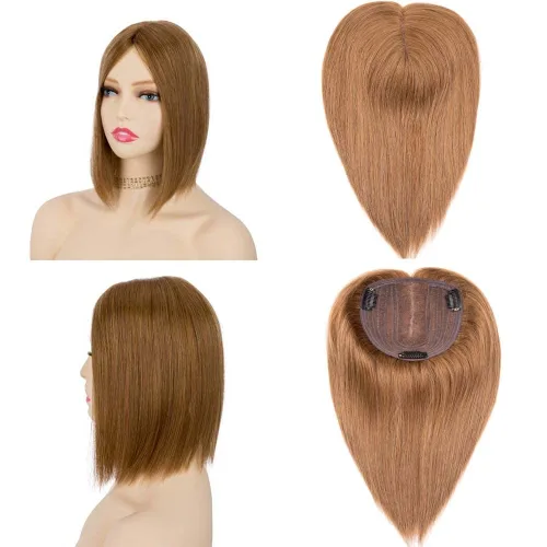 Miniatura 7 de originea Toppers de cabello humano 100% Remy con flequillo para mujer, base de seda, con clip, extensiones para adelgazar el cabello/cubierta