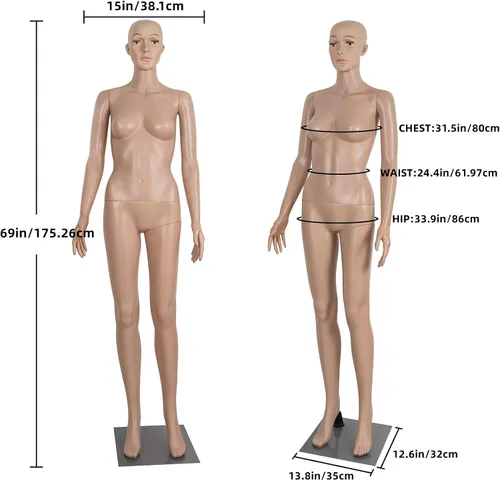 Miniatura 3 de Maniquí femenino de cuerpo completo con forma de maniquí Torso de 69 pulgadas, modelo de vestido ajustable, maniquíes desmontables de plástico